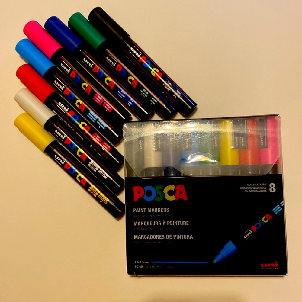 Posca Paint Markers, Classic Colors Set of 8, Medium NIB